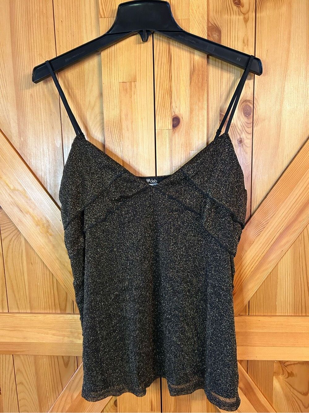 Deb black gold metallic Cami size 2X NWT (0812)